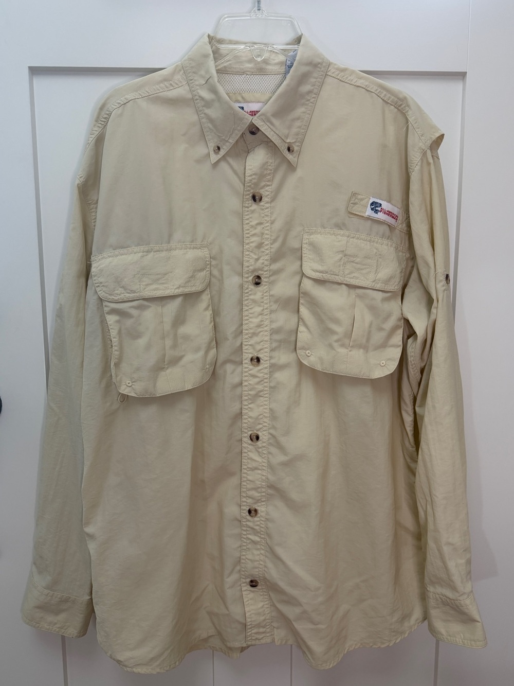 All-American Fisherman Beige Long Sleeve Button-Up Fishing Shirt
